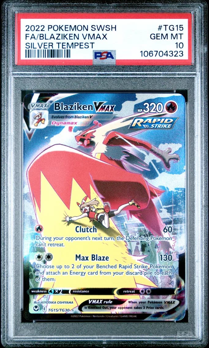 Blaziken VMAX, Sword & Shield Silver Tempest, PSA 10