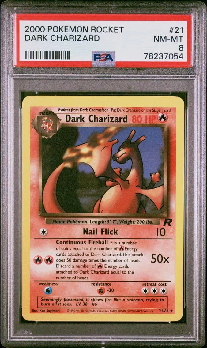 Dark Charizard, Rocket, PSA 8