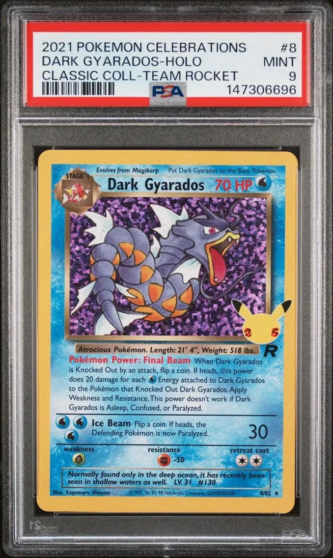 Dark Gyarados-Holo, Celebrations Classic Collection, PSA 9