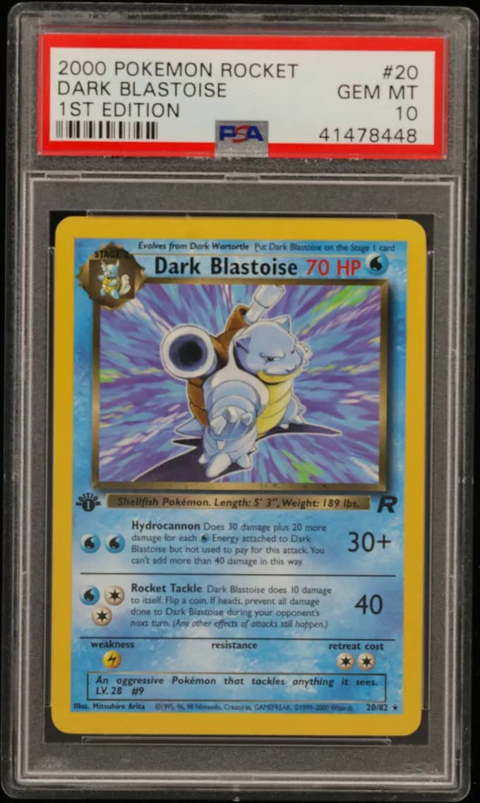 Dark Blastoise 1st Edition, Rocket, PSA 10