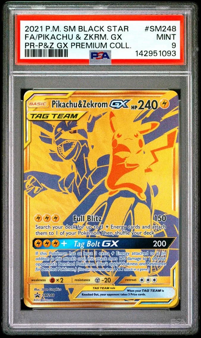 Pikachu & Zekrom GX, SM Black Star Promo, PSA 9