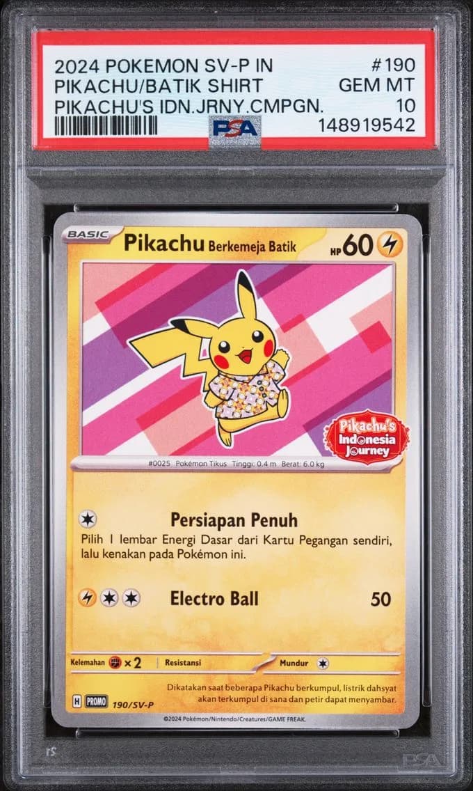 Pikachu in Batik Shirt, Indonesian SV-P Promo, PSA 10