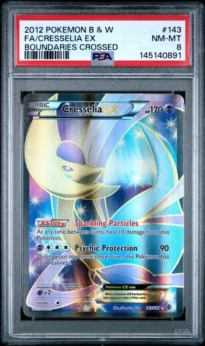 Cresselia EX, Black & White Boundaries Crossed, PSA 8