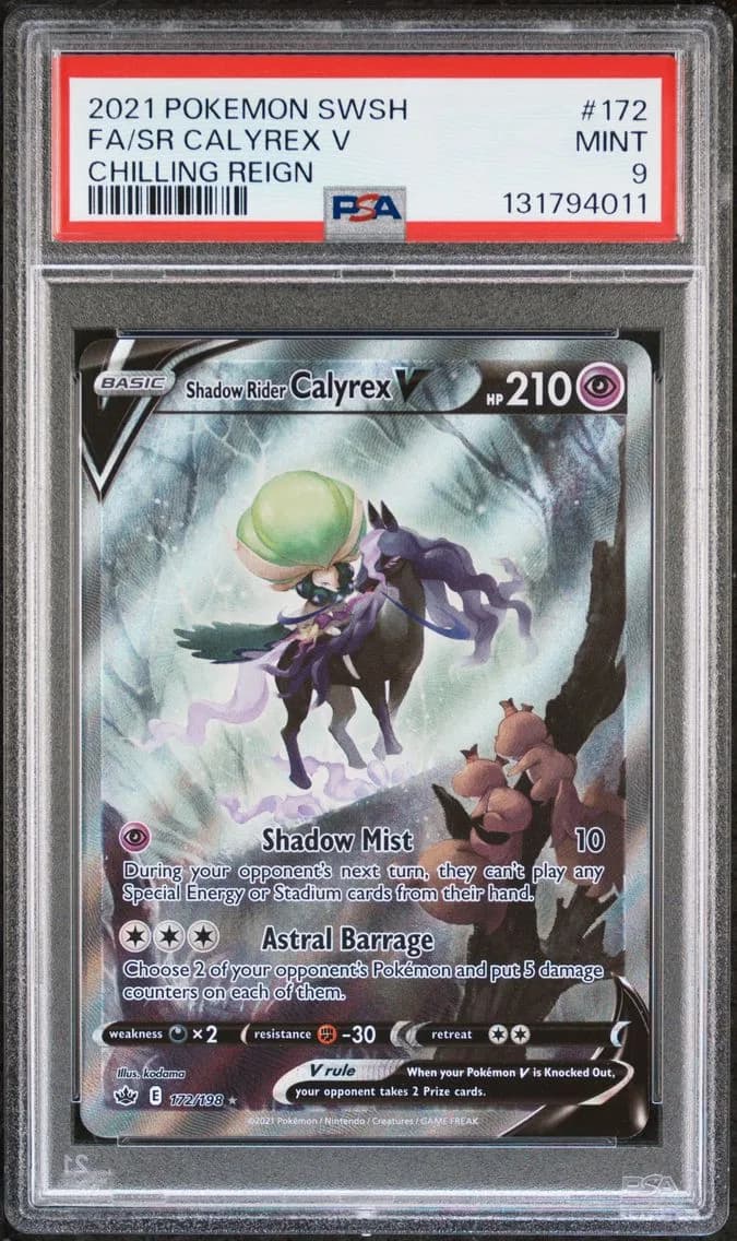 Shadow Rider Calyrex V, Sword & Shield Chilling Reign, PSA 9