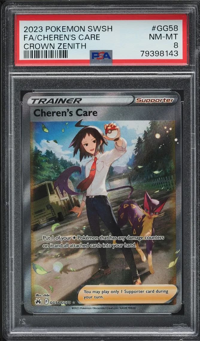 Cheren's Care, Sword and Shield Crown Zenith, PSA 8
