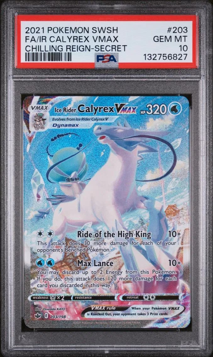 Ice Rider Calyrex VMAX, Sword & Shield Chilling Reign, PSA 10