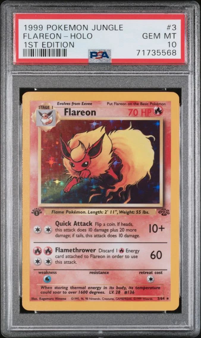 Flareon-Holo 1st Edition, Jungle, PSA 10