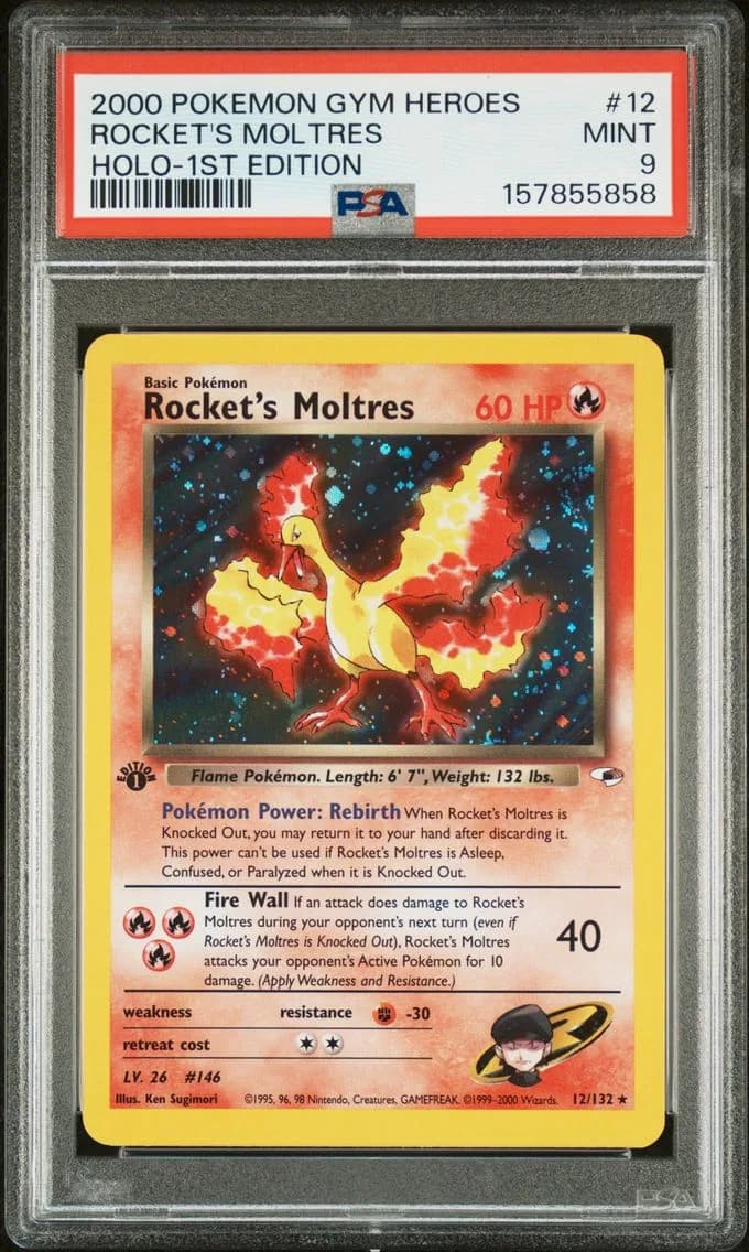 Rocket's Moltres, Gym Heroes, PSA 9