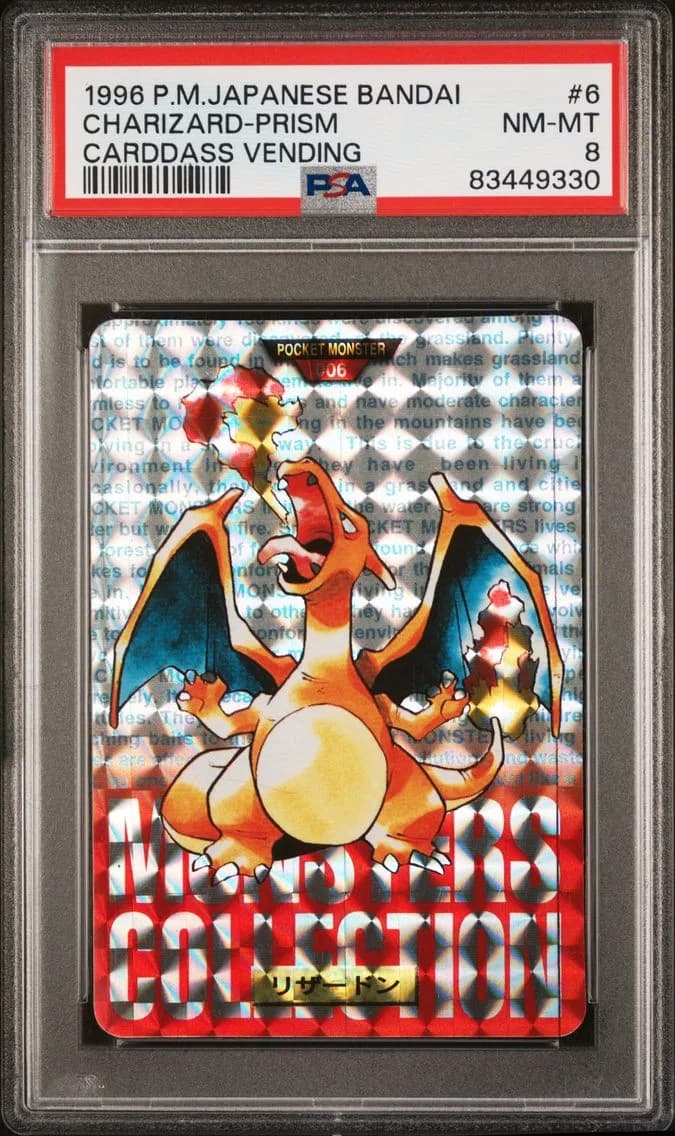 Charizard-Prism, Japanese Bandai Carddass Vending, PSA 8