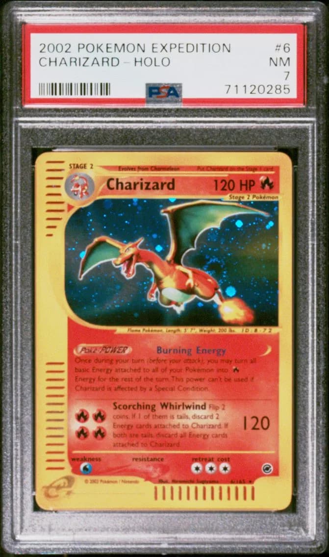 Charizard-Holo, Expedition, PSA 7