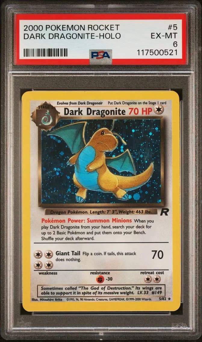 Dark Dragonite-Holo, Rocket, PSA 6