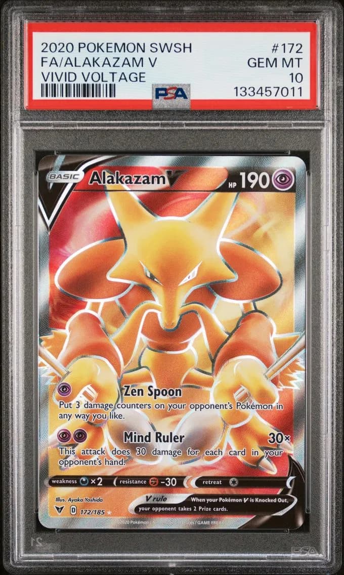 Alakazam V, Sword & Shield Vivid Voltage, PSA 10