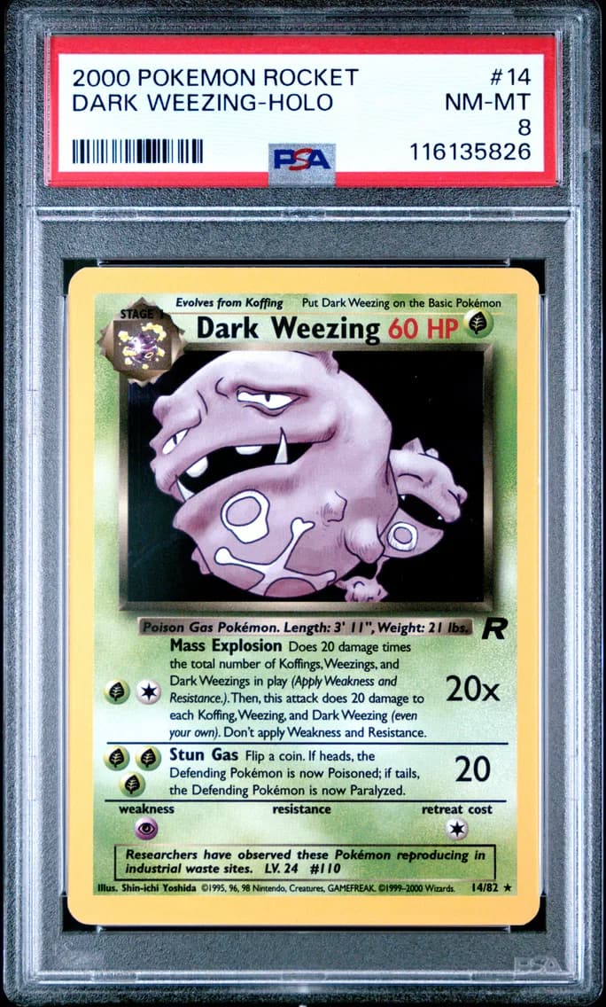 Dark Weezing-Holo, Rocket, PSA 8