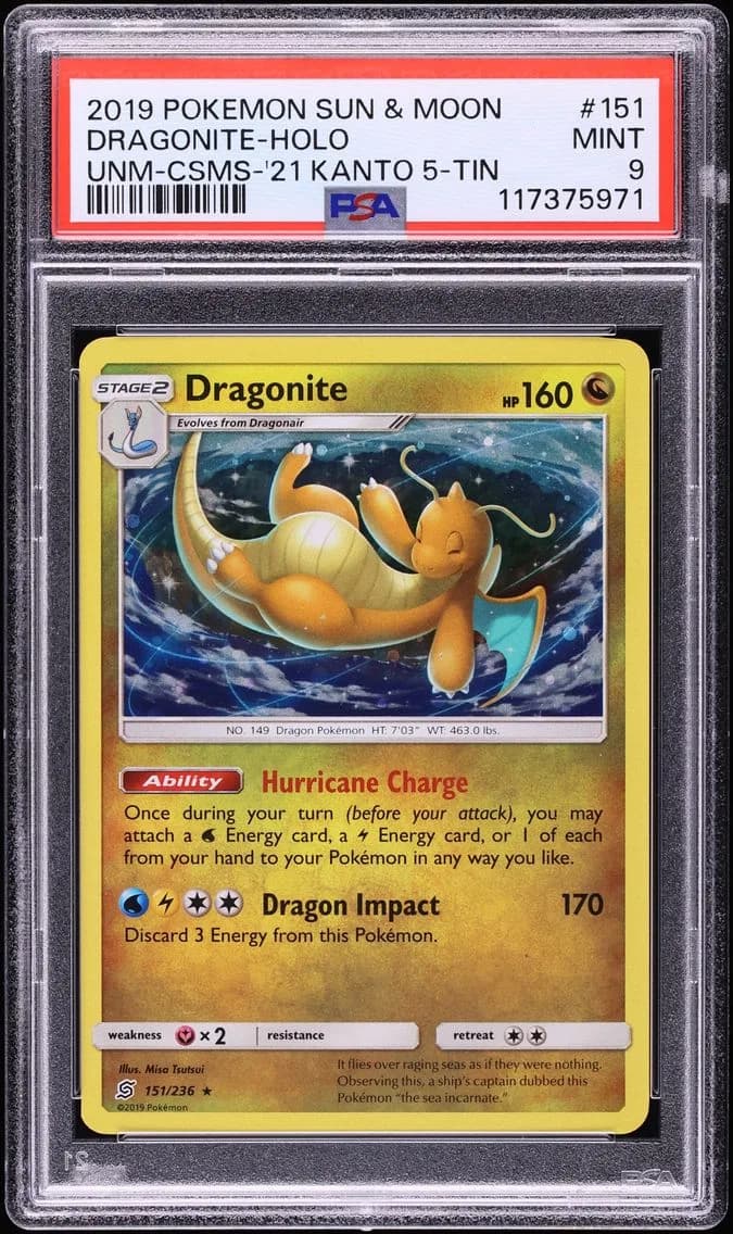 Dragonite-Holo, Sun & Moon Unified Minds, PSA 9