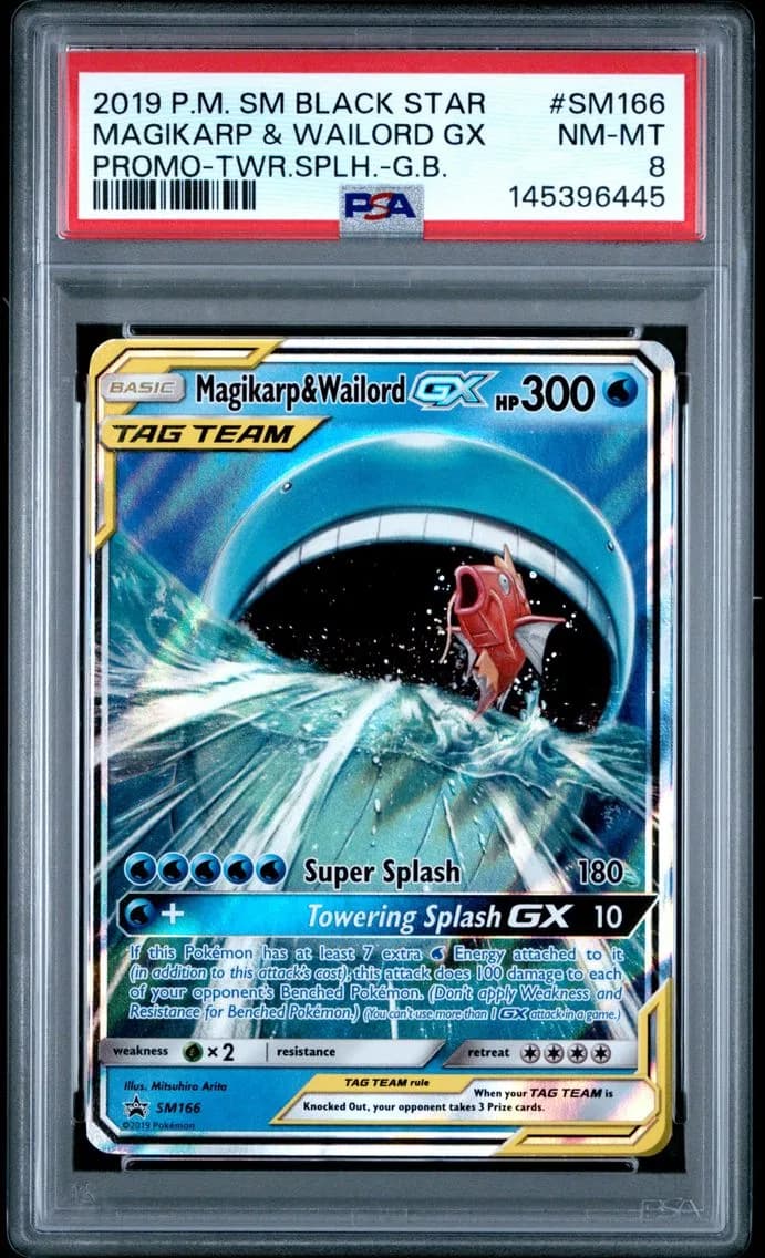 Magikarp & Wailord GX, SM Black Star Promo, PSA 8