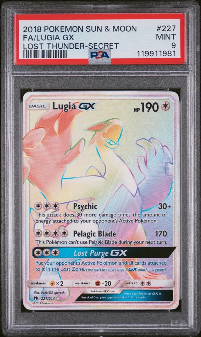 Lugia GX, Sun & Moon Lost Thunder, PSA 9