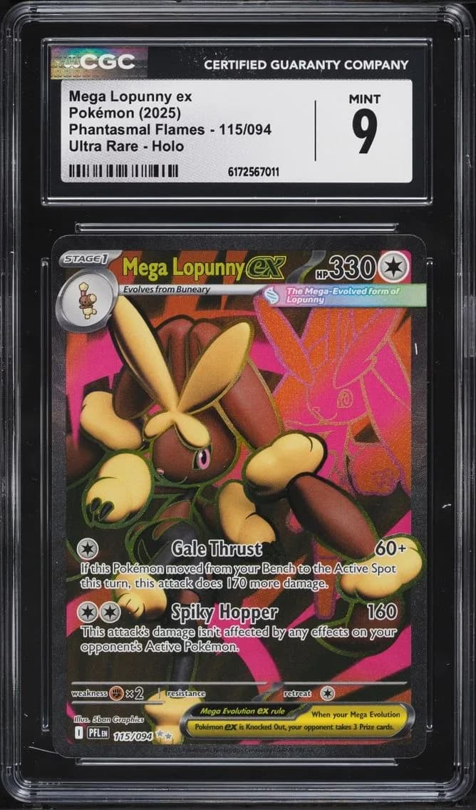 Mega Lopunny ex, Phantasmal Flames, CGC 9