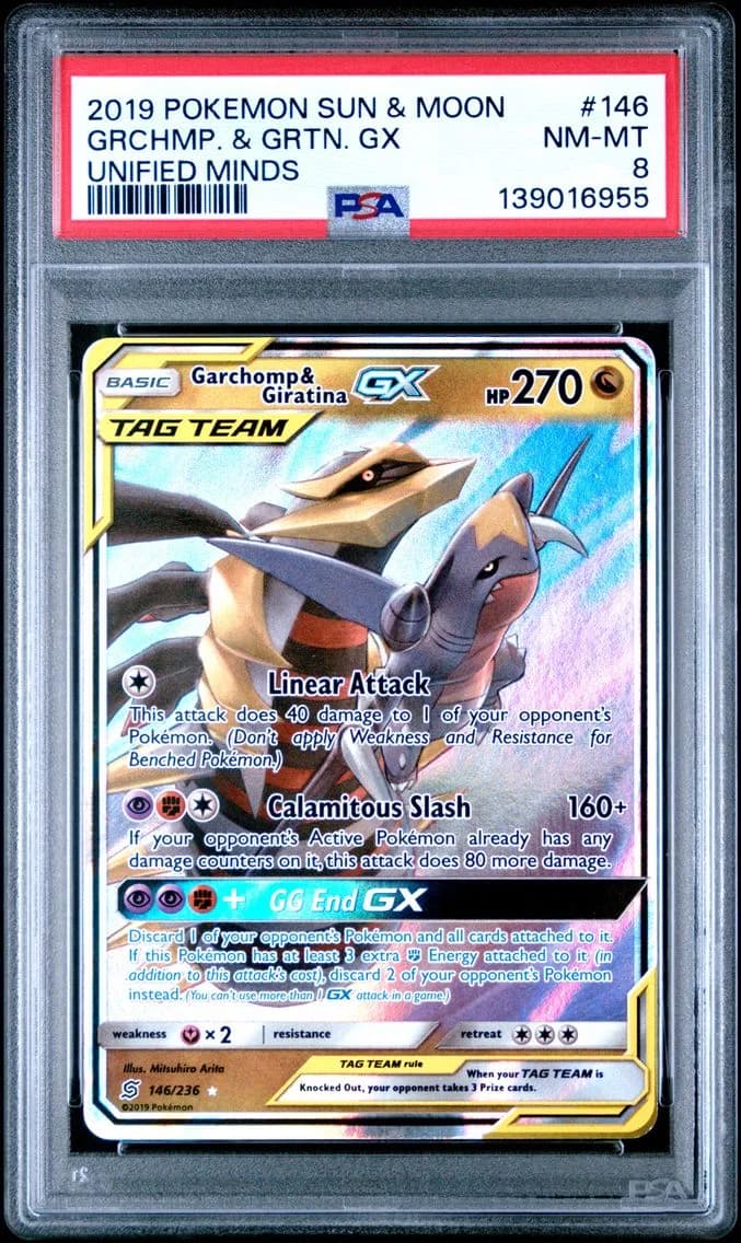 Garchomp & Giratina GX, Sun & Moon Unified Minds, PSA 8