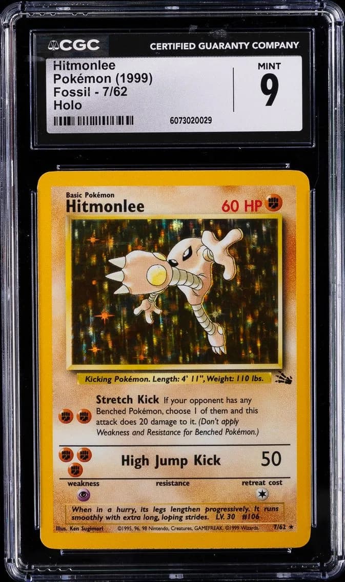 Hitmonlee-Holo, Fossil - Unlimited, CGC 9