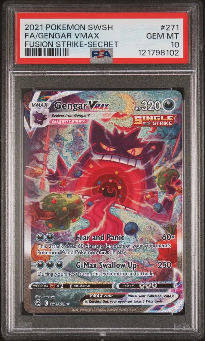 Gengar VMAX, Sword & Shield Fusion Strike, PSA 10