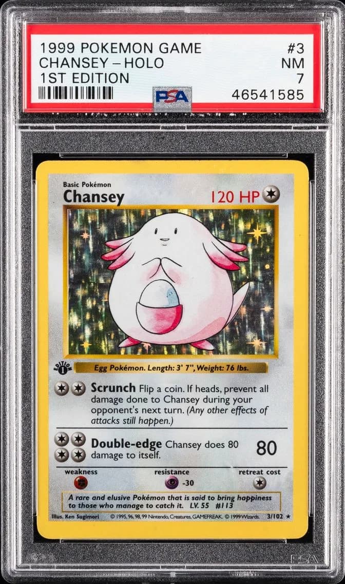 Chansey-Holo 1st Edition, Game, PSA 7