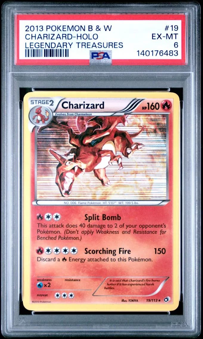 Charizard-Holo, Black & White Legendary Treasures, PSA 6