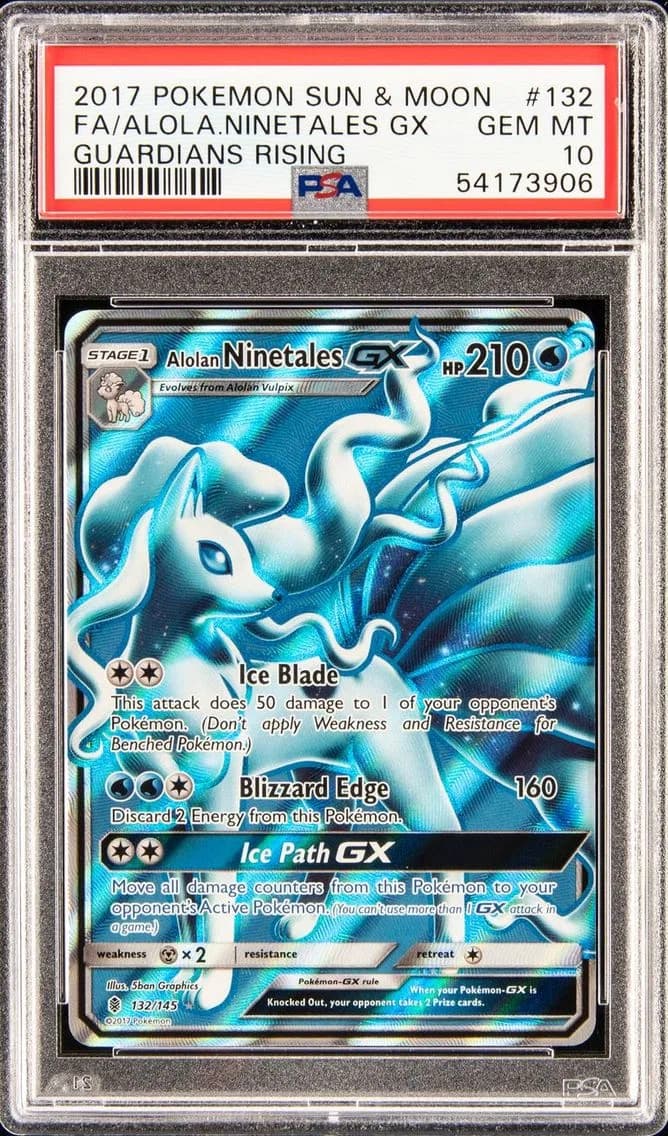 Alolan Ninetales GX, Sun & Moon Guardians Rising, PSA 10