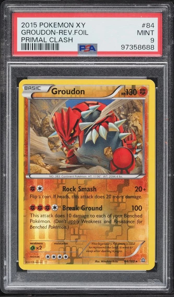Groudon-Reverse Foil, XY Primal Clash, PSA 9