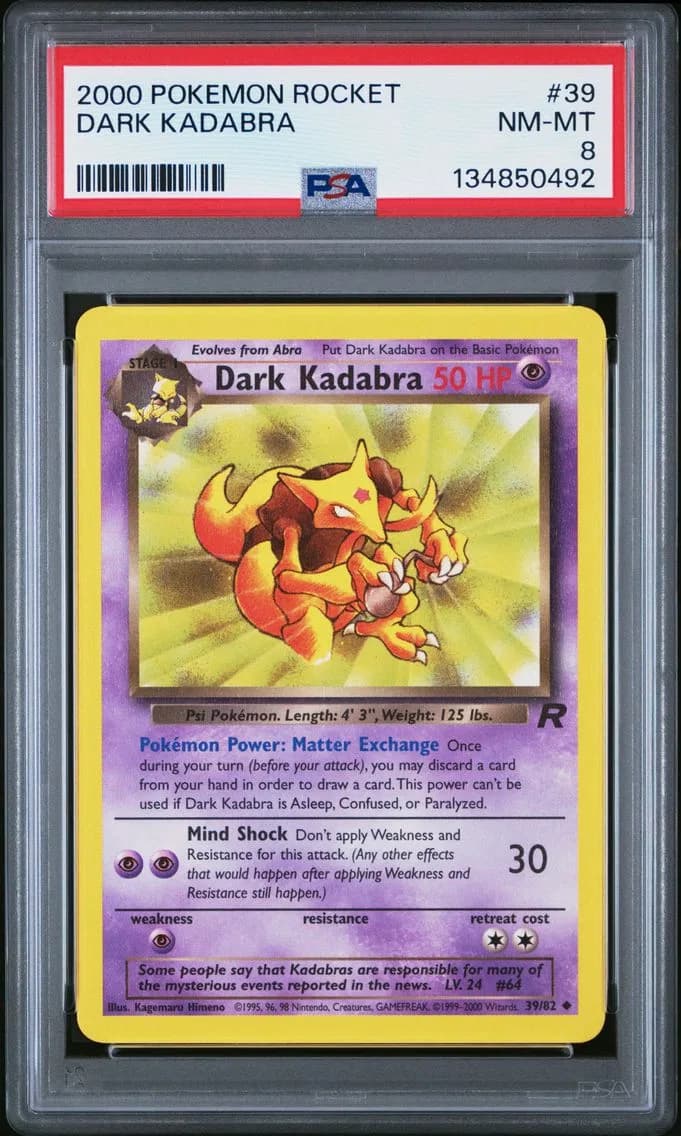 Dark Kadabra, Rocket, PSA 8