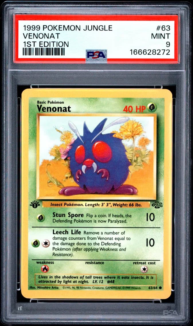 Venonat 1st Edition, Jungle, PSA 9