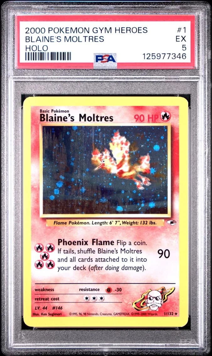Blaine's Moltres, Gym Heroes, PSA 5