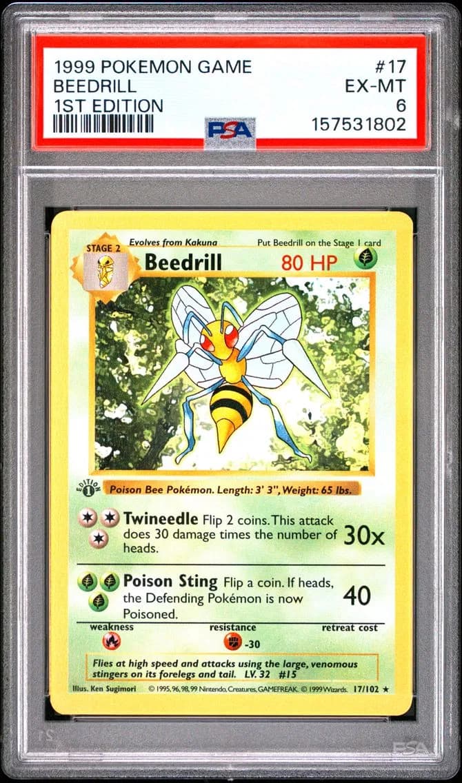 Beedrill 1st Edition, Game, PSA 6