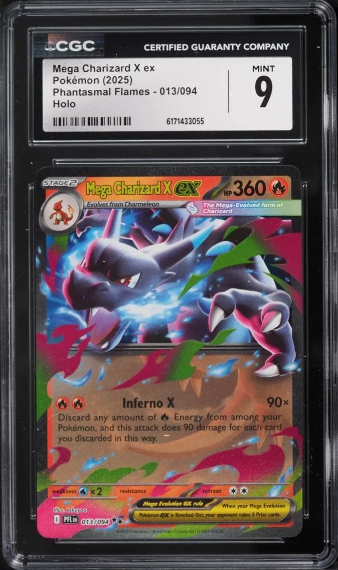 Mega Charizard X Ex, Phantasmal Flames, CGC 9