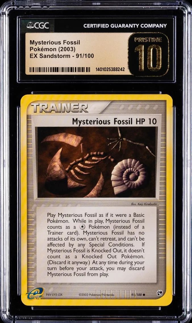 Mysterious Fossil, Pristine EX Sandstorm (2003 Copyright, w/ "e" Symbol), CGC 10