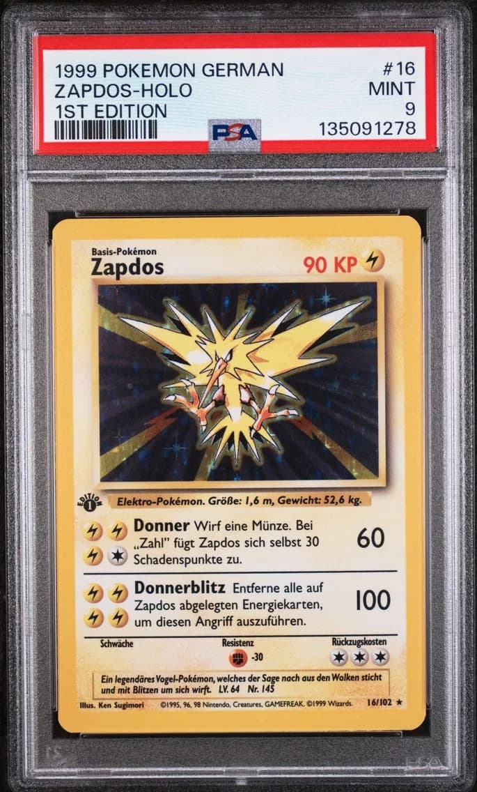 Zapdos-Holo 1st Edition, German, PSA 9