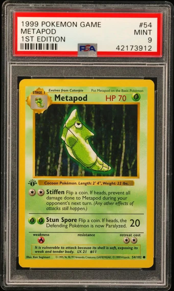 Metapod 1st Edition, Game, PSA 9