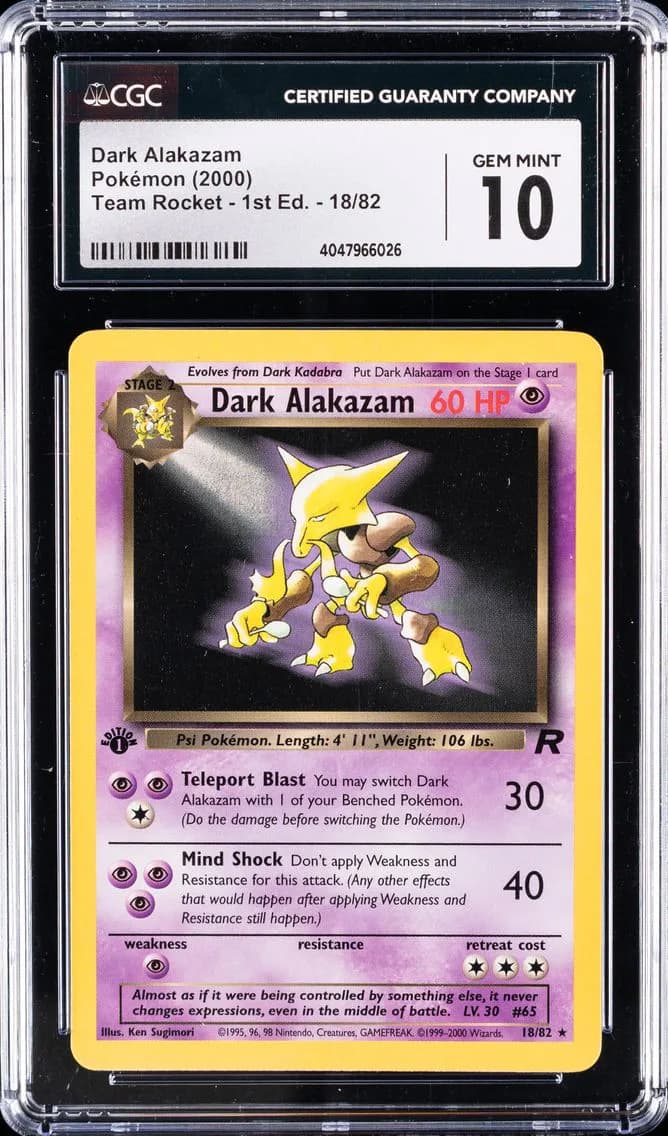 Dark Alakazam 1st Edition, Team Rocket - 1st Edition, CGC 10