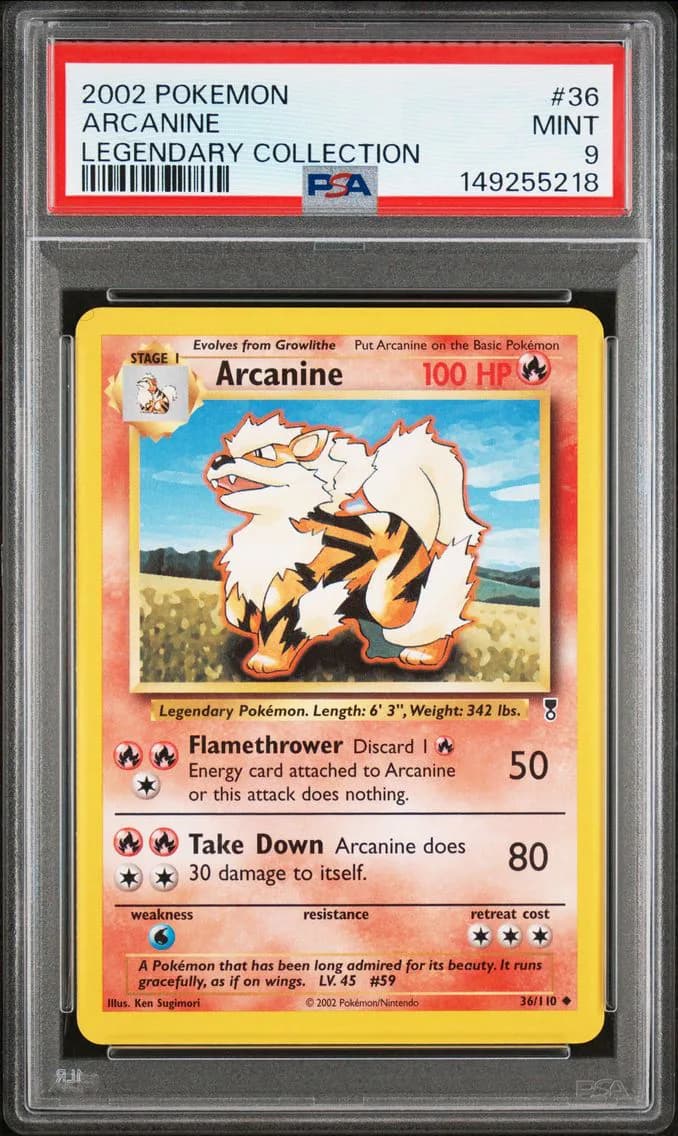 Arcanine, Legendary Collection, PSA 9