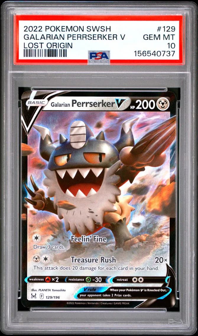 Galarian Perrserker V, Sword & Shield Lost Origin, PSA 10