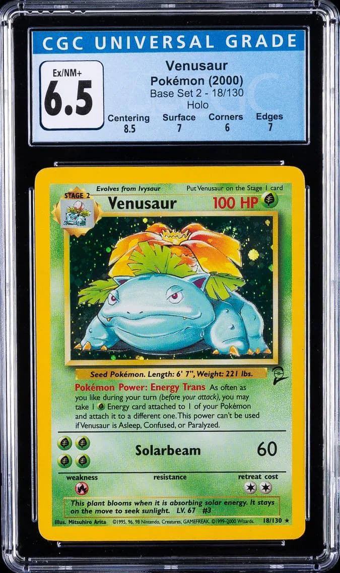 Venusaur-Holo, Base Set 2, CGC 6.5