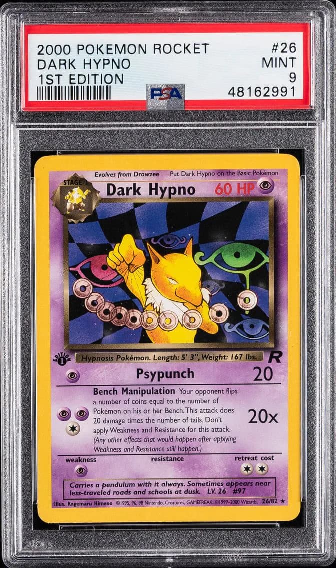 Dark Hypno 1st Edition, Rocket, PSA 9