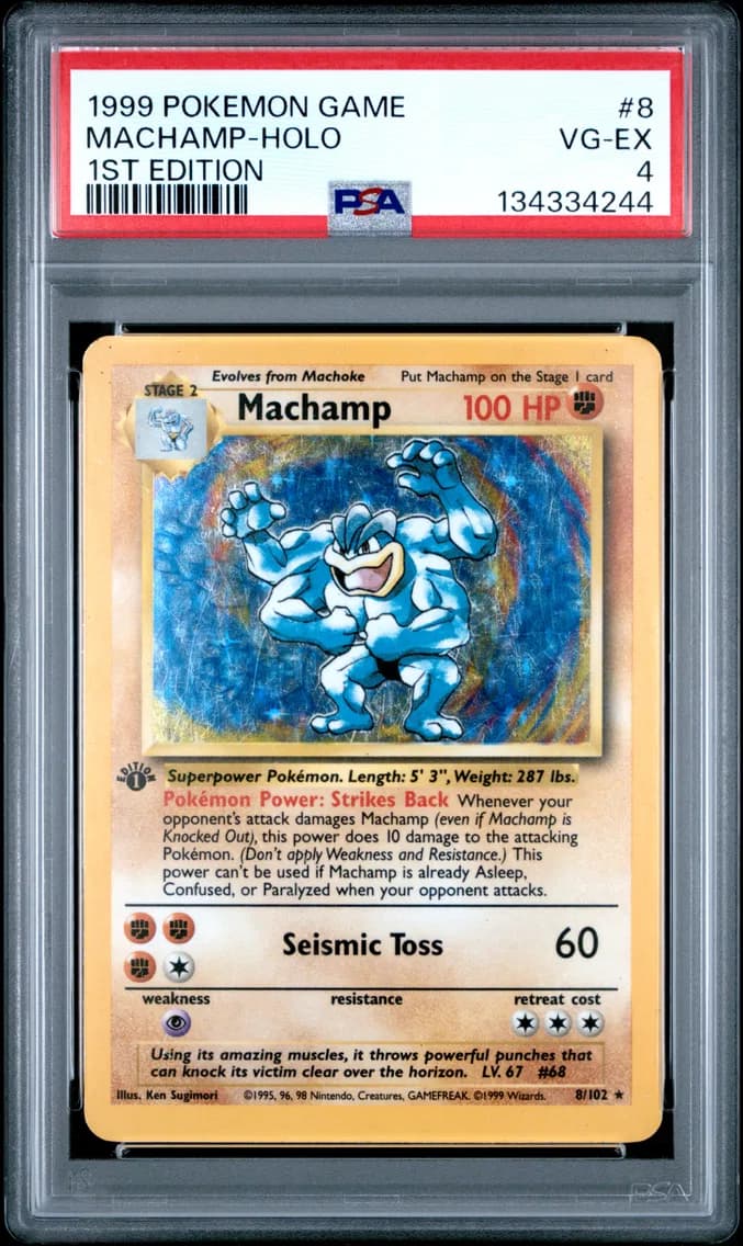 Machamp-Holo 1st Edition, Game, PSA 4