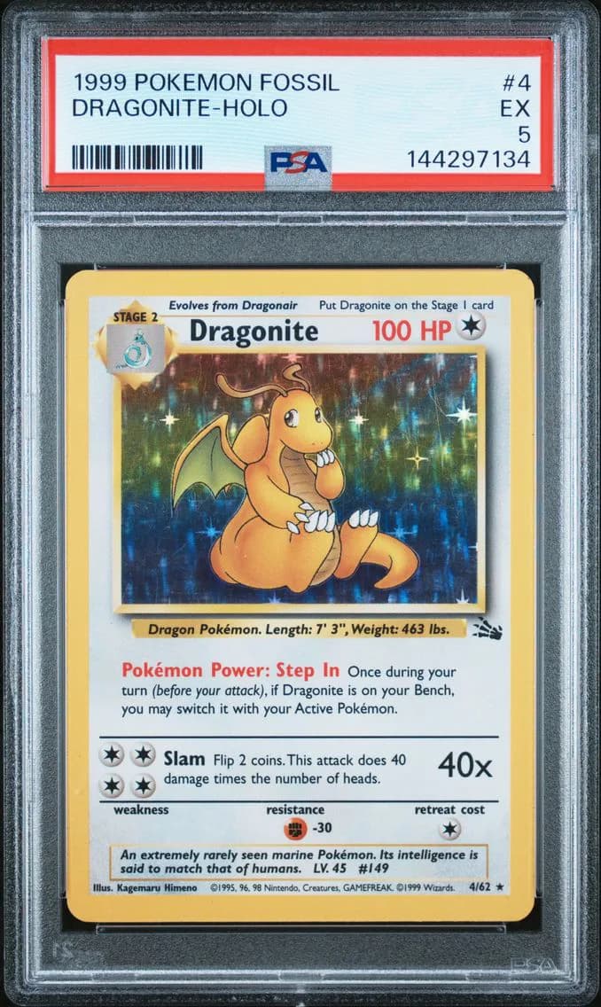 Dragonite-Holo, Fossil, PSA 5