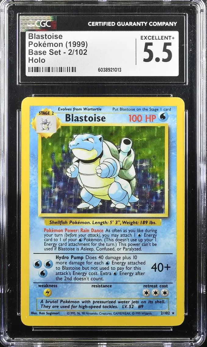 Base Set Holo Blastoise, Base Set - Unlimited, CGC 5.5