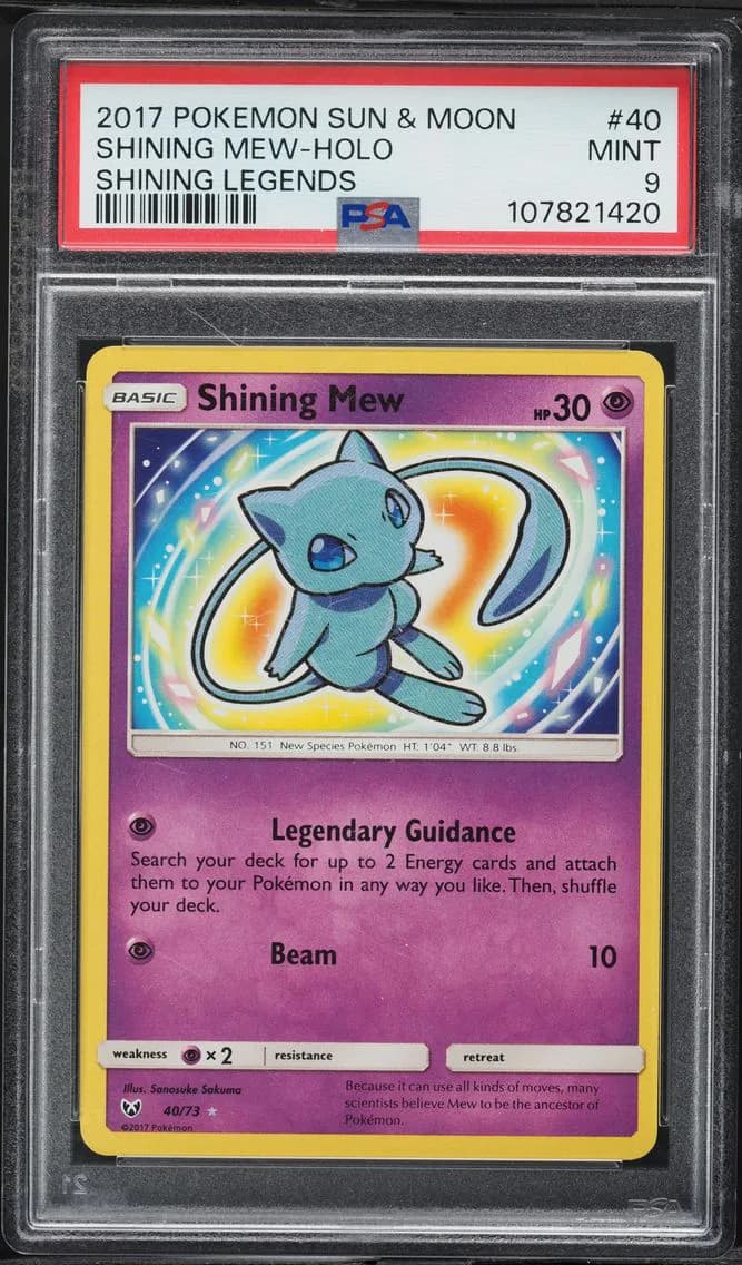 Shining Mew-Holo, Sun & Moon Shining Legends, PSA 9
