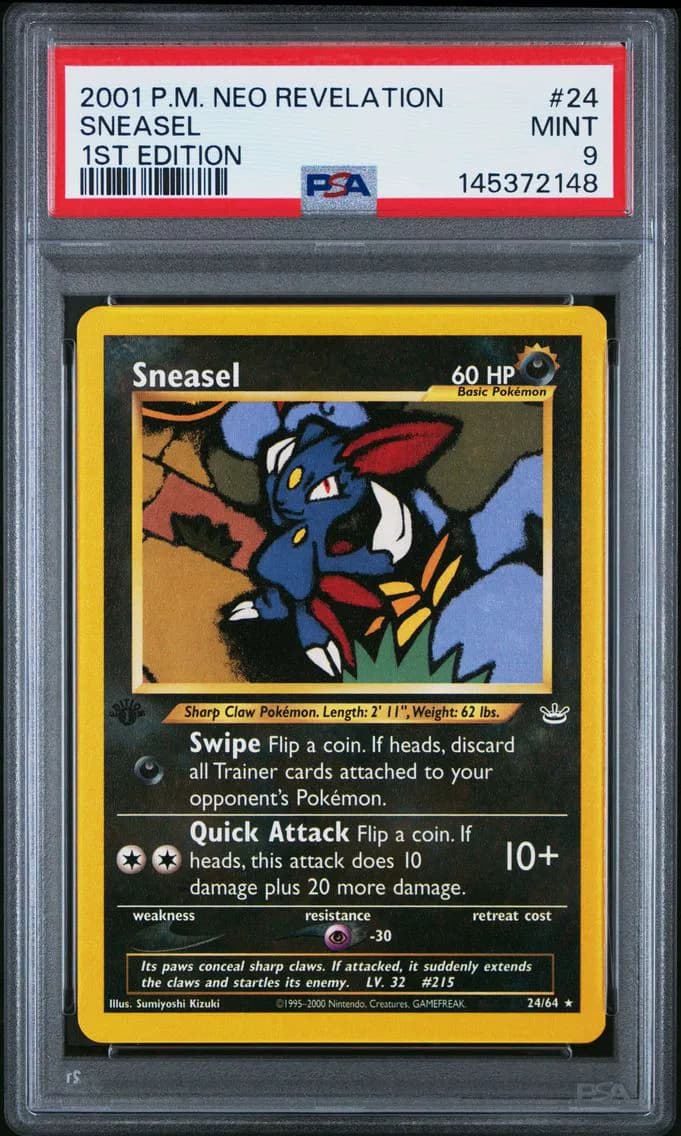 Sneasel 1st Edition, Neo Revelation, PSA 9