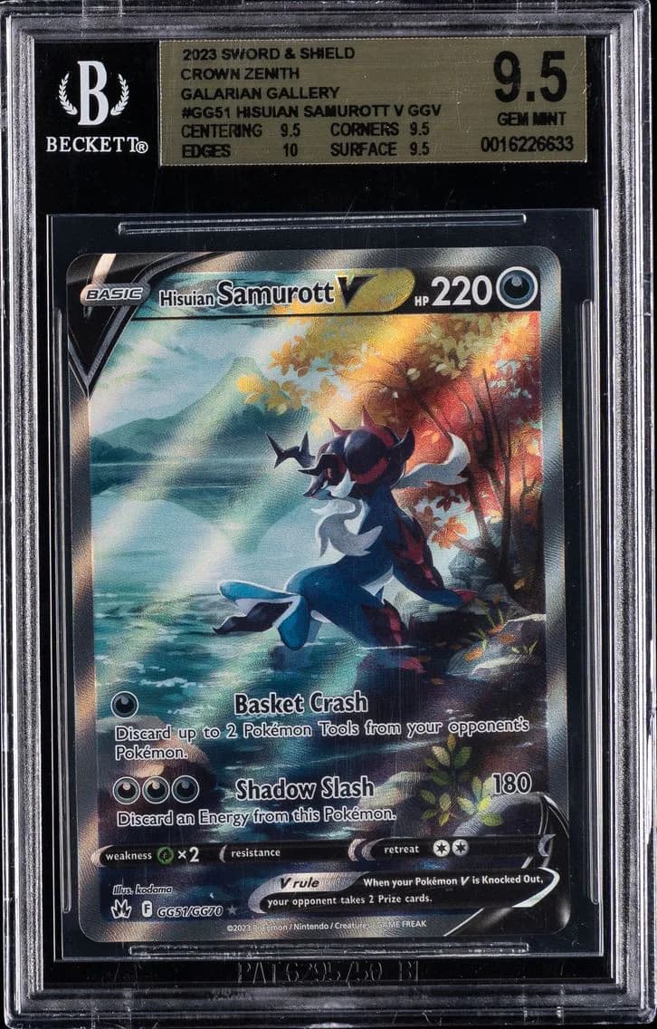 Hisuian Samurott V, Sword and Shield Crown Zenith Galarian Gallery, BGS 9.5
