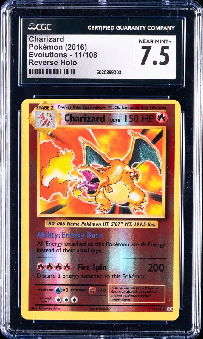 Charizard-Reverse Foil, Evolutions, CGC 7.5