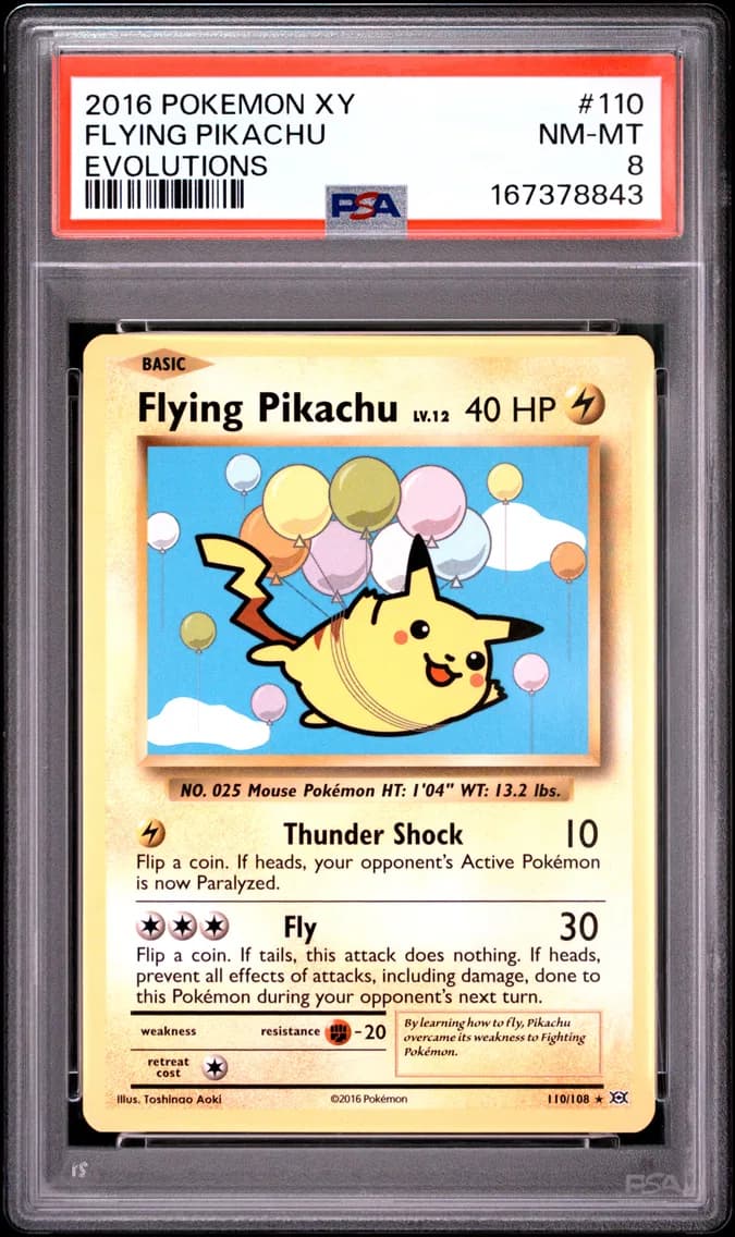 Flying Pikachu, XY Evolutions, PSA 8