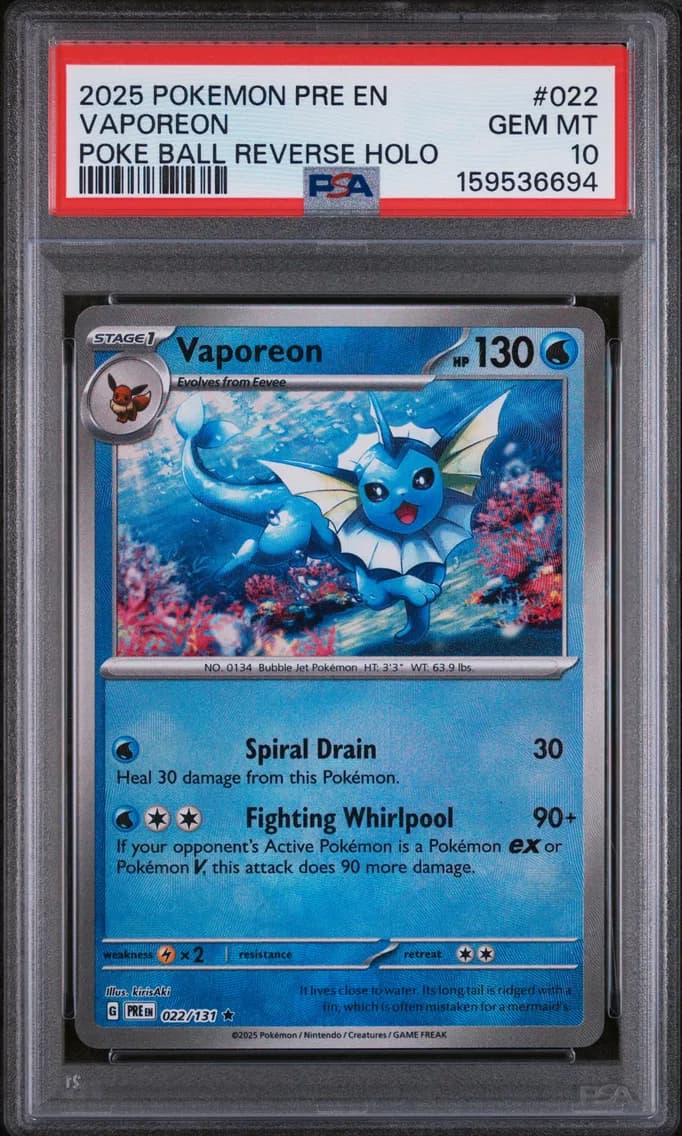 Vaporeon, Prismatic Evolutions, PSA 10